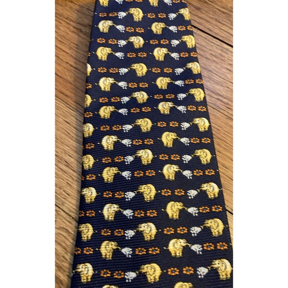 Cute Putzmeister Elephant Tie NAVY with orange yellow‎ & white - Picture 4 of 5